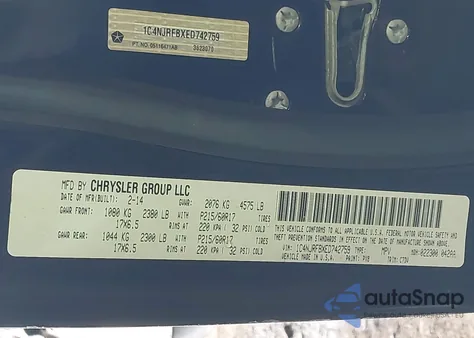 2014 Jeep Patriot Latitude z USA, uszkodzony, nr VIN 1C4NJRFBXED742759